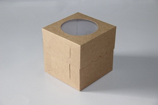 ЭкоЛайн Коробка для капкейков PAP с окном (1 капкейк L100мм b100мм h100мм крафт/200)