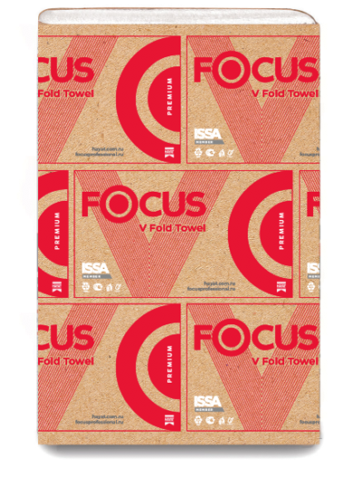 Hayat Focus Полотенца бумажные V-слож  (2сл (200л) 20,5х23см H3 Premium/600/15/1)