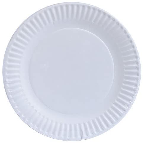 Тарелка бумажная круглая мелованная рифленая (D230мм белая КП/1000/50)