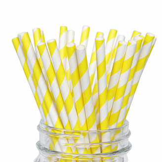 Трубочки для коктейлей бумажные прямые (D6мм L197мм Бело-желтый (250шт)/50/1)