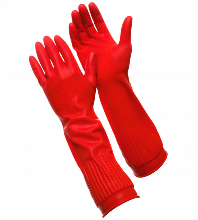Перчатки хозяйственные латексные (L красные удлиненные/1)
