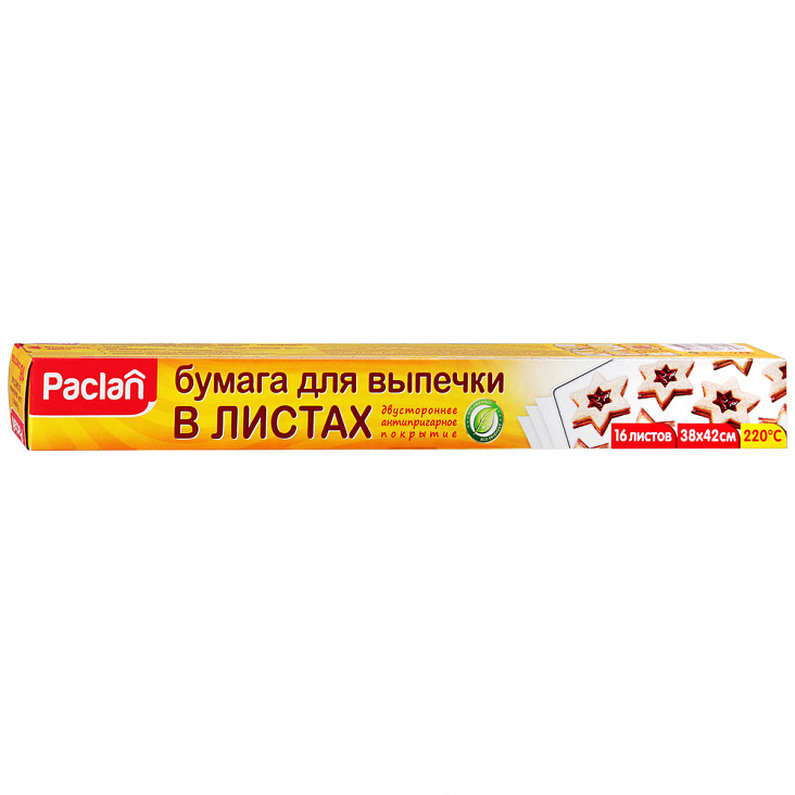 Бумага для выпечки силикон/пергамент в листах (L420мм b380мм белая (16л)/24/1)