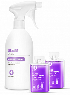 DutyBox Glass Набор для мытья стекол и зеркал (бутылка с триггером 500мл+2 капсулы концентрат) (Яблоко/8/1)
