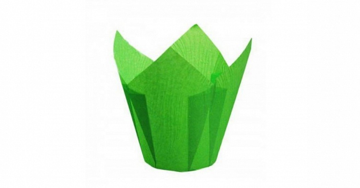 Форма для выпекания под маффины бумажная Тюльпан (D50мм h80мм Зеленая/2400/200)