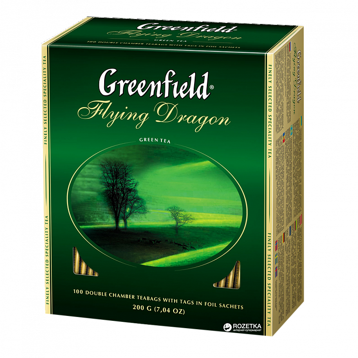 Greenfield Чай в пакетиках (ЗЕЛЕНЫЙ Flying Dragon (100шт)/9/1)