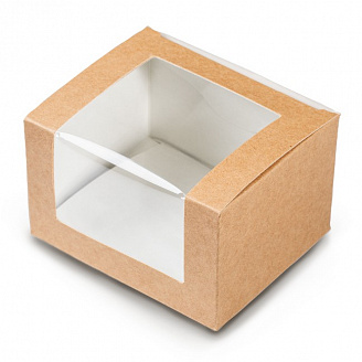 Square Cut sandwich box Контейнер PAP с окном (L125мм b100мм h70мм крафт/300/25 )