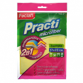 Practi Microfiber Paclan Practi Microfiber Салфетка-губка c микрофиброй 2в1 (b17см L23см 3-х слойная/50/1)