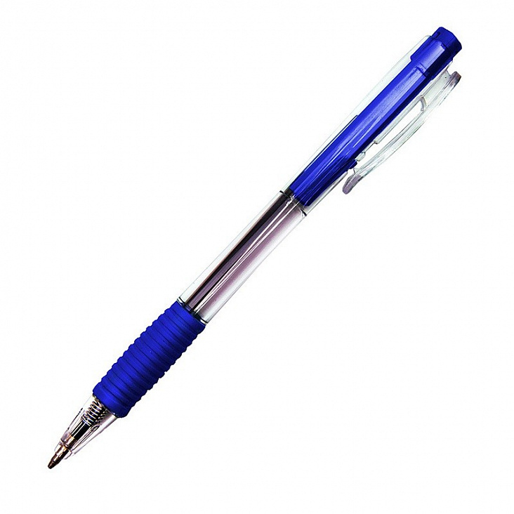 DOLCE COSTO Ручка шариковая автоматическая с рез.держателем (синяя 0,7мм прозрачный корпус с рез. держателем/50/1)