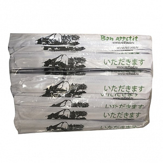 Палочки для суши в бумажной индивидуальной упаковке овальные (L230мм/3000/100)