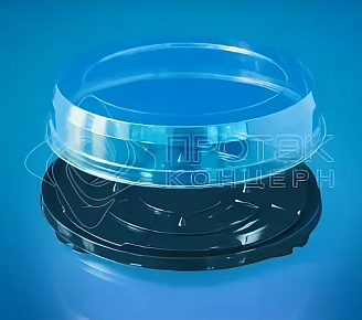 Контейнер для торта круглый PET (D225мм дно черное ПР-Т-223Д (М)/110)