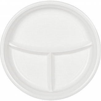 Тарелка обеденная PP 3-х секционная в наборе (D205мм прозрачная (12шт/уп)/80/1)