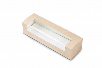 Baguette box Контейнер PAP с окном (L260мм b80мм h60мм крафт/250/25 )