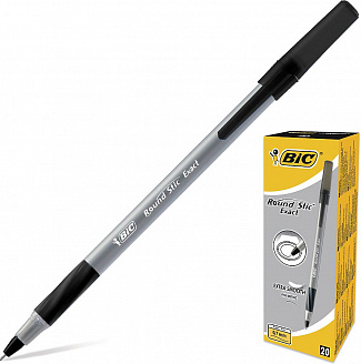 Bic Round Stic Exact Ручка шариковая одноразовая (черная 0,28мм серый корпус/20/1)