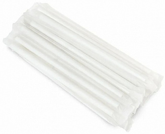 Трубочки для коктейлей бумажные прямые в инд. упак.(бумажной) (D6мм L197мм Белые (150шт)/50/1)