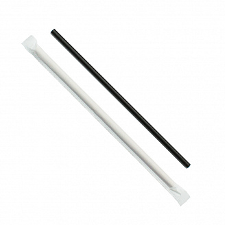 Трубочки для коктейлей бумажные прямые в инд. упак.(бумажной) (D6мм L197мм Черные (150шт)/50/1)