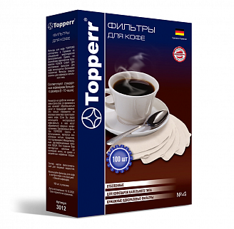 Topperr 3012 Фильтры для кофе бумажные ((100шт) белые №4/1)