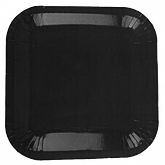 Тарелка бумажная квадратная ламинированная (L195мм b195мм черная КП/1000/50)