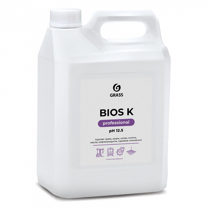 GRASS BIOS-K МС щелочное концентрат (Ph12,5) (жидкое 5л (5,6кг) (канистра HDPE)/144/4/1)