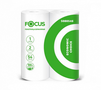 FOCUS Hayat Focus Полотенца бумажные Economic Choice (1сл (2шт) 19,2x54м (втулка 46мм) 180л белые/462/14/1)